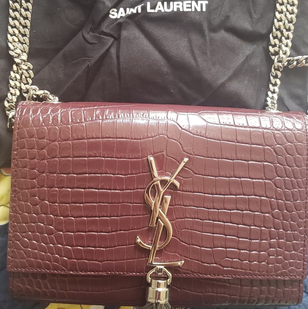 YSL Kate Small Crossbody in Burgundy